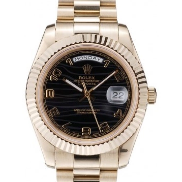 Aaa replica Gold Rose Rolex Black Leather Black Case Daytona Dial Strap 0706